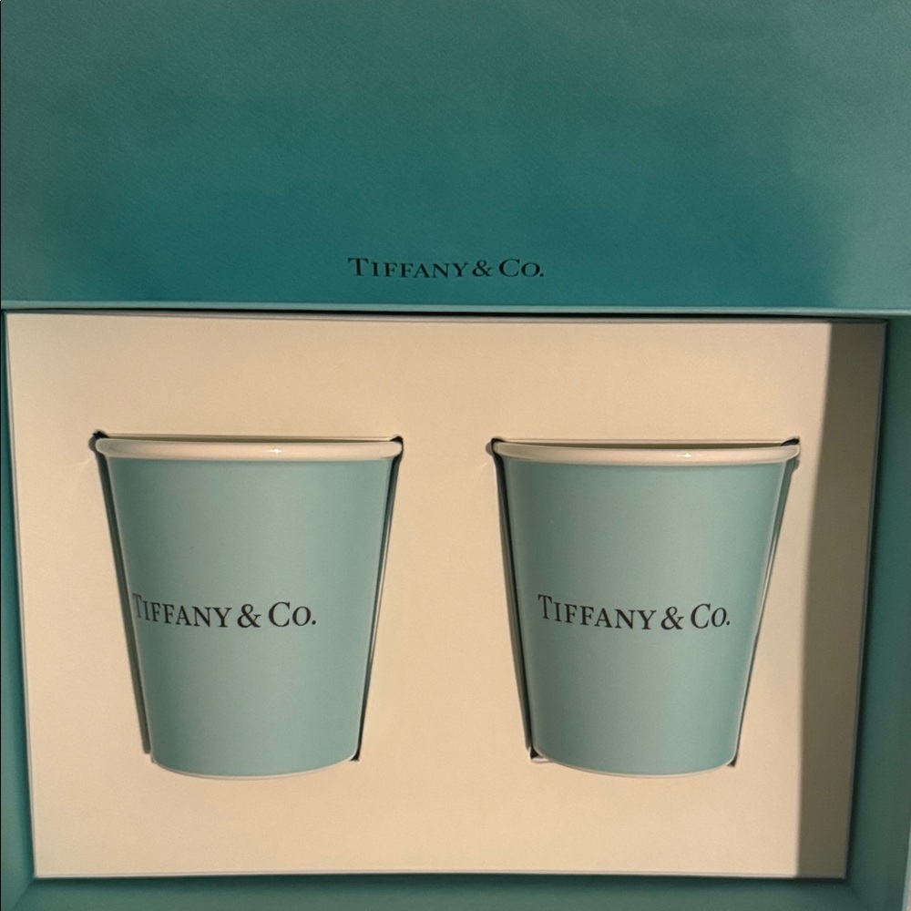 Tiffany & Co. Aqua Blue Cup Pair